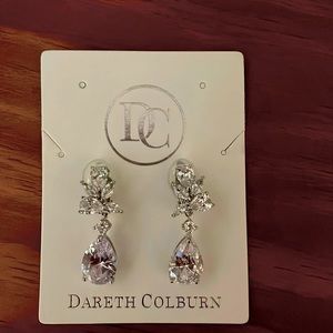 Dareth Colburn Madison CZ Dangle Clip on Earrings, never worn